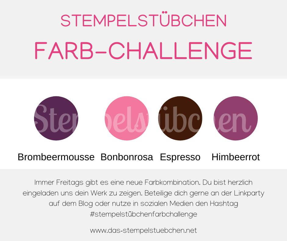 Farbkombination Farb-Challenge Brombeermousse Bonbonrosa Espresso Himbeerrot Stampin Up