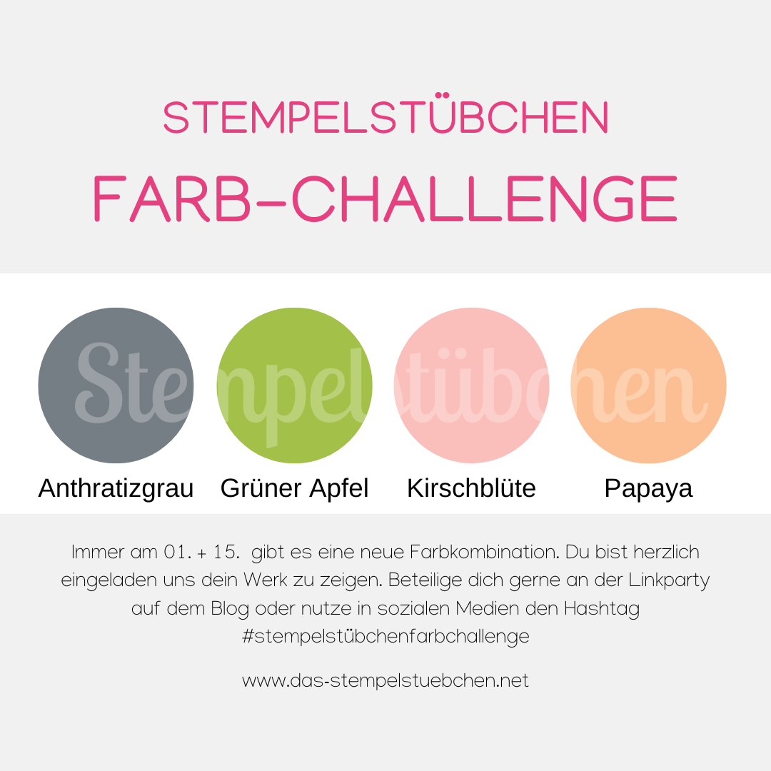 Farbkombination-Stampin-Up-Farben-Anthratizgrau-Kirschbluete-Gruener-Apfel-Papaya-Farb-Challenge-Rostock-basteln-kreativ-Workshop